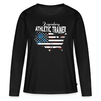 Entraîneurs sportifs US - T-shirt manches longues Premium bio Femme - noir - Devant - Julia (174cm)
