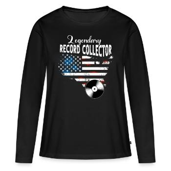 Collectionneur de disques US - T-shirt manches longues Premium bio Femme - noir - Devant - Julia (174cm)