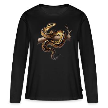 Königspython Schlangen Liebhaber Terrarium Python - Frauen Premium Bio Langarmshirt - Schwarz - Vorne - Julia (174cm)