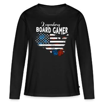 Jeu de société US - T-shirt manches longues Premium bio Femme - noir - Devant - Julia (174cm)