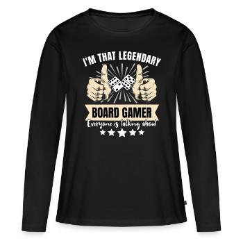 Joueur de plateau légendaire - T-shirt manches longues Premium bio Femme - noir - Devant - Julia (174cm)
