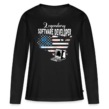 Développeur de logiciels US - T-shirt manches longues Premium bio Femme - noir - Devant - Julia (174cm)