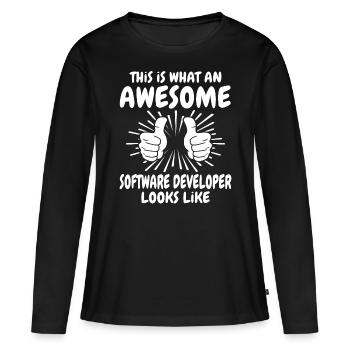 Software Entwickler - Frauen Premium Bio Langarmshirt - Schwarz - Vorne - Julia (174cm)