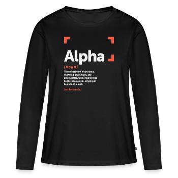Alpha Définition Nom personnalisé Alpha - T-shirt manches longues Premium bio Femme - noir - Devant - Julia (174cm)