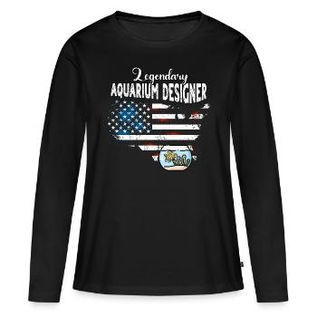 Concepteur d’aquarium US - T-shirt manches longues Premium bio Femme - noir - Devant - Julia (174cm)