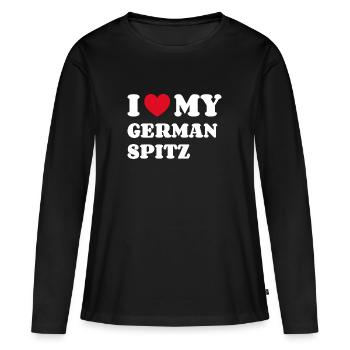 J’aime mon Spitz allemand Deutscher Spitz - T-shirt manches longues Premium bio Femme - noir - Devant - Julia (174cm)