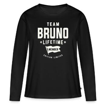 Équipe Bruno Membre à vie Prénom drôle Bruno - T-shirt manches longues Premium bio Femme - noir - Devant - Julia (174cm)