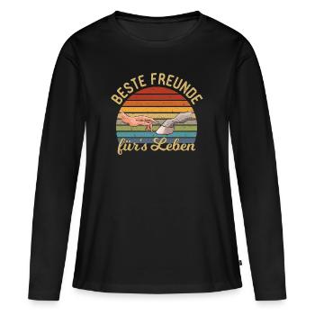 Propriétaire de cheval Les chevaux sont les meilleurs amis pour la vie - T-shirt manches longues Premium bio Femme - noir - Devant - Julia (174cm)