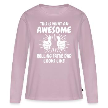 Rolling Fattie Papa - Frauen Premium Bio Langarmshirt - Altrosa - Vorne - Julia (174cm)