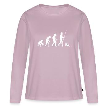 Évolution du chat - T-shirt manches longues Premium bio Femme - rose poudré - Devant - Julia (174cm)
