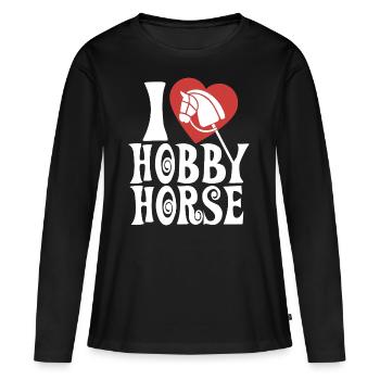 J’aime hobby cheval - Coeur - Hobby - T-shirt manches longues Premium bio Femme - noir - Devant - Julia (174cm)