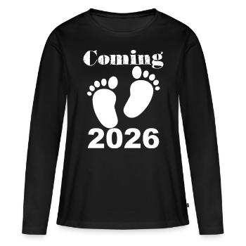 Freudige Ankündigung Baby 2026 - Frauen Premium Bio Langarmshirt - Schwarz - Vorne - Julia (174cm)