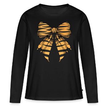 Coquettish Bow Tiger Stripe Pattern Cute - Women's Premium Organic Long Sleeve Shirt - black - Front - Julia (174cm)