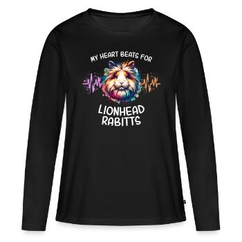 Löwenkopfkaninchen Herzlinie - Frauen Premium Bio Langarmshirt - Schwarz - Vorne - Julia (174cm)