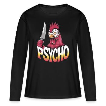Psycho alarme dans le poulailler - T-shirt manches longues Premium bio Femme - noir - Devant - Julia (174cm)