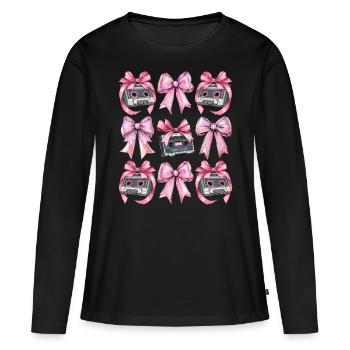 Coquette Bow Cassette Strap 80s Retro - Women's Premium Organic Long Sleeve Shirt - black - Front - Julia (174cm)