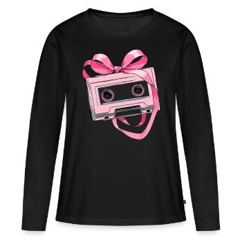 Coquette Bow Cassette Strap 80s Retro - Women's Premium Organic Long Sleeve Shirt - black - Front - Julia (174cm)