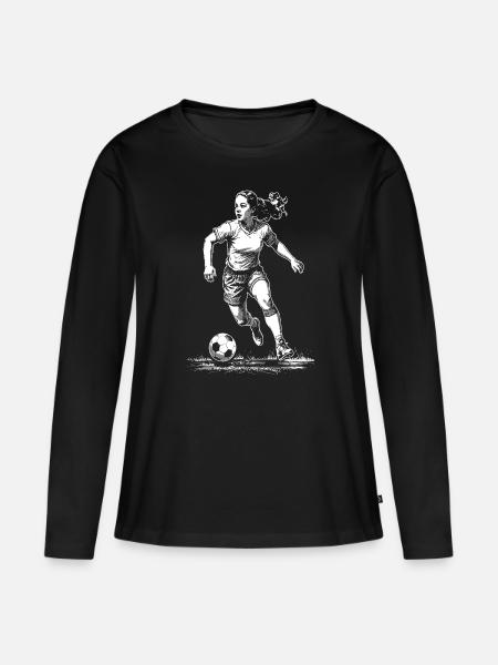 Women's Soccer Shirt: Striker with a hunger for goals - Women's Premium Organic Long Sleeve Shirt - black