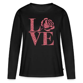 Rose de l’Amour - Chemise LOVE sincère - T-shirt manches longues Premium bio Femme - noir - Devant - Julia (174cm)