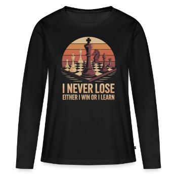 Échecs : victoire ou leçon - T-shirt manches longues Premium bio Femme - noir - Devant - Julia (174cm)