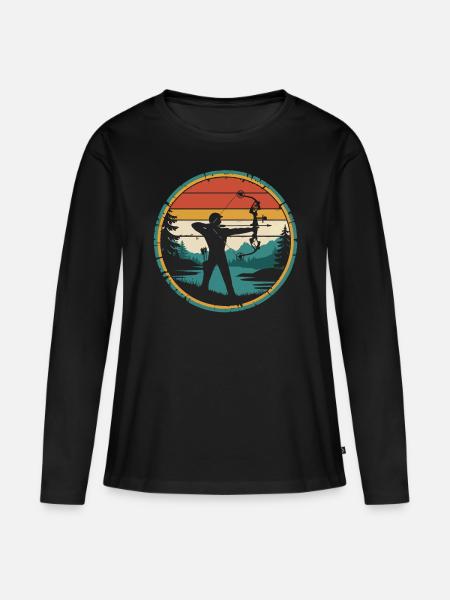 Retro Vintage Bow Hunting Archery Gifts - Premium økologisk langærmet T-shirt til kvinder - sort