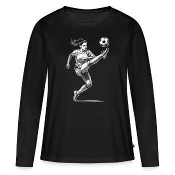 Women's football with a goal: shot, tension, goal - Women's Premium Organic Long Sleeve Shirt - black - Front - Julia (174cm)
