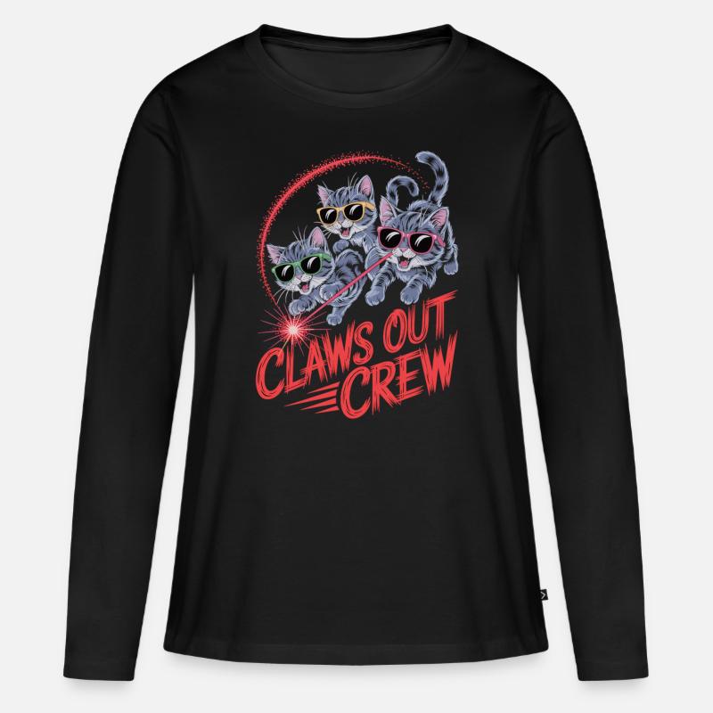 Claws Out – Katzenpower pur - Frauen Premium Bio Langarmshirt - Schwarz