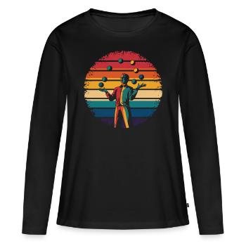 Rétro Vintage Jonglage Cirque Artiste Cadeaux - T-shirt manches longues Premium bio Femme - noir - Devant - Julia (174cm)