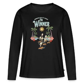 Gewinner - Frauen Premium Bio Langarmshirt - Schwarz - Vorne - Julia (174cm)