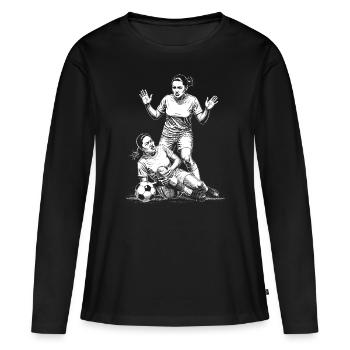 Foul in women's football! Shirt with strong posture - Women's Premium Organic Long Sleeve Shirt - black - Front - Julia (174cm)