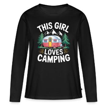 Caravan Camping Girl - Women's Premium Organic Long Sleeve Shirt - black - Front - Julia (174cm)