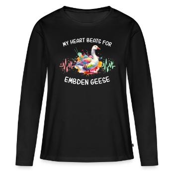 Emdengans Herzlinie - Frauen Premium Bio Langarmshirt - Schwarz - Vorne - Julia (174cm)