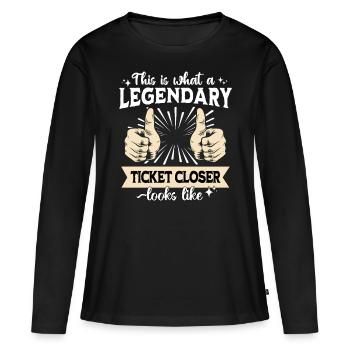 Legendärer IT Ticket - Frauen Premium Bio Langarmshirt - Schwarz - Vorne - Julia (174cm)