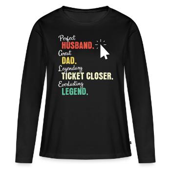 IT Ticket Papa - Frauen Premium Bio Langarmshirt - Schwarz - Vorne - Julia (174cm)