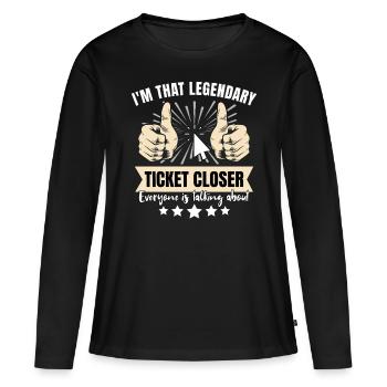Legendärer IT Ticket - Frauen Premium Bio Langarmshirt - Schwarz - Vorne - Julia (174cm)