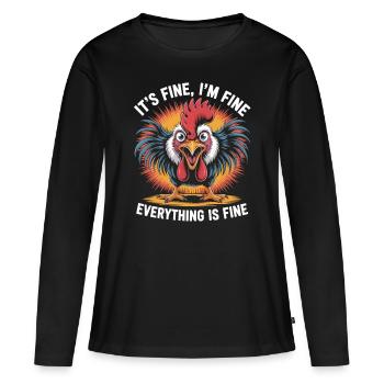 Chemise de poulet Funny Chaos - T-shirt manches longues Premium bio Femme - noir - Devant - Julia (174cm)