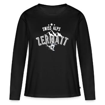 Zermatt - T-shirt manches longues Premium bio Femme - noir - Devant - Julia (174cm)