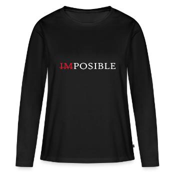 IMPOSIBLE blanco - T-shirt manches longues Premium bio Femme - noir - Devant - Julia (174cm)