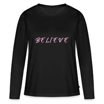 BELIEVE - Women's Premium Organic Long Sleeve Shirt - black - Front - Julia (174cm)