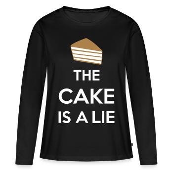 The Cake Is A Lie - Frauen Premium Bio Langarmshirt - Schwarz - Vorne - Julia (174cm)
