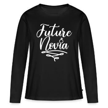 Future Novia Girlfriend Engagement Wedding Gift - Women's Premium Organic Long Sleeve Shirt - black - Front - Julia (174cm)