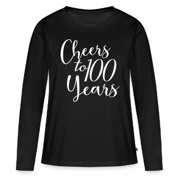 Vive le 100e anniversaire de 100 ans - T-shirt manches longues Premium bio Femme - noir - Devant - Julia (174cm)