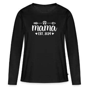 Geschenkidee für Muttertag Mama 2024 - Frauen Premium Bio Langarmshirt - Schwarz - Vorne - Julia (174cm)