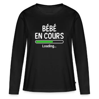 Bébé en cours - T-shirt manches longues Premium bio Femme - noir - Devant - Julia (174cm)