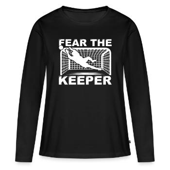 Feer The Keeper - Idée de cadeau de gardien de but - T-shirt manches longues Premium bio Femme - noir - Devant - Julia (174cm)