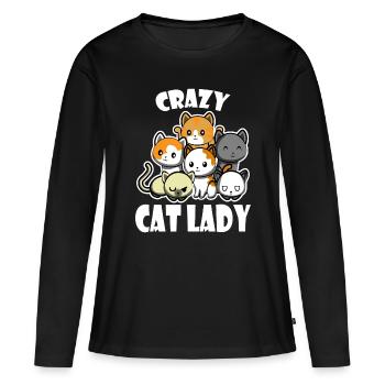 Dame chat fou - T-shirt manches longues Premium bio Femme - noir - Devant - Julia (174cm)