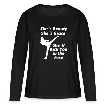 Kickboxer - Muay Thai - Taekwondo Girl / Woman - Women's Premium Organic Long Sleeve Shirt - black - Front - Julia (174cm)