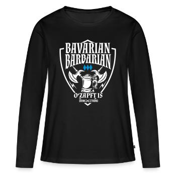 Stylo et papier barbare bavarois - T-shirt manches longues Premium bio Femme - noir - Devant - Julia (174cm)