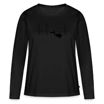 Plonger - T-shirt manches longues Premium bio Femme - noir - Devant - Julia (174cm)