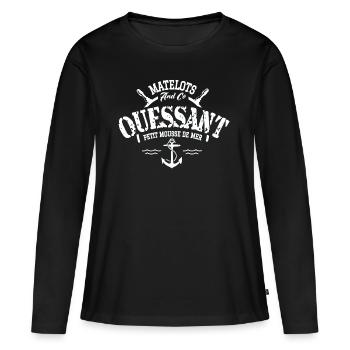 Ouessant petit mousse de mer - T-shirt manches longues Premium bio Femme - noir - Devant - Julia (174cm)